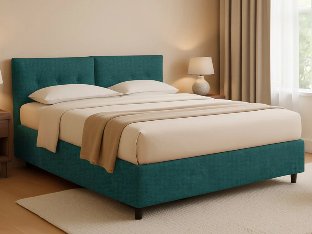 York, Letto Piazza e Mezza Sfoderabile Made in Italy, Verde Petrolio