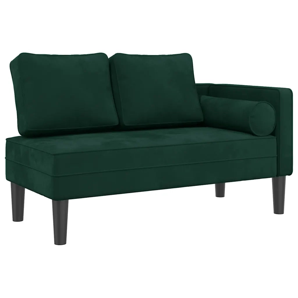 Chaise Longue con Cuscini Verde Scuro in Velluto 4007573