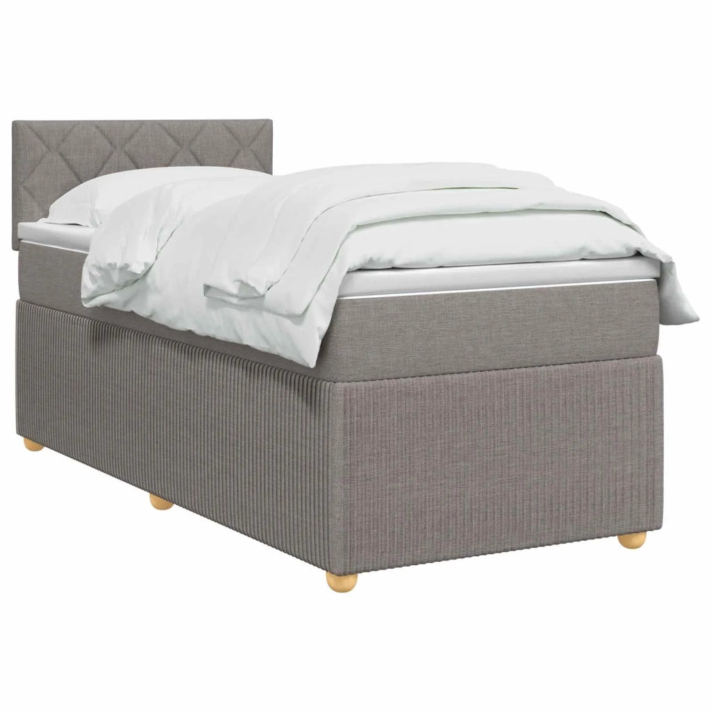 Letto box spring con materasso Tortora 100 x 200 cm Tessuto 3451409