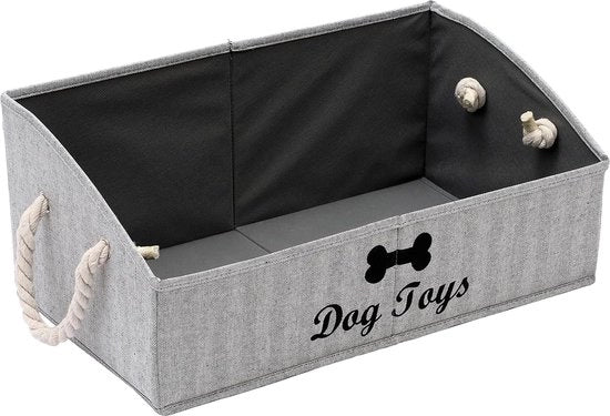 Cassetto di archiviazione per giocattoli per animali, cassetto per giocattoli per cani pieghevole, organizzatore di giocattoli per animali, accessori e accessori ecc. - Cane Striscia Grigio