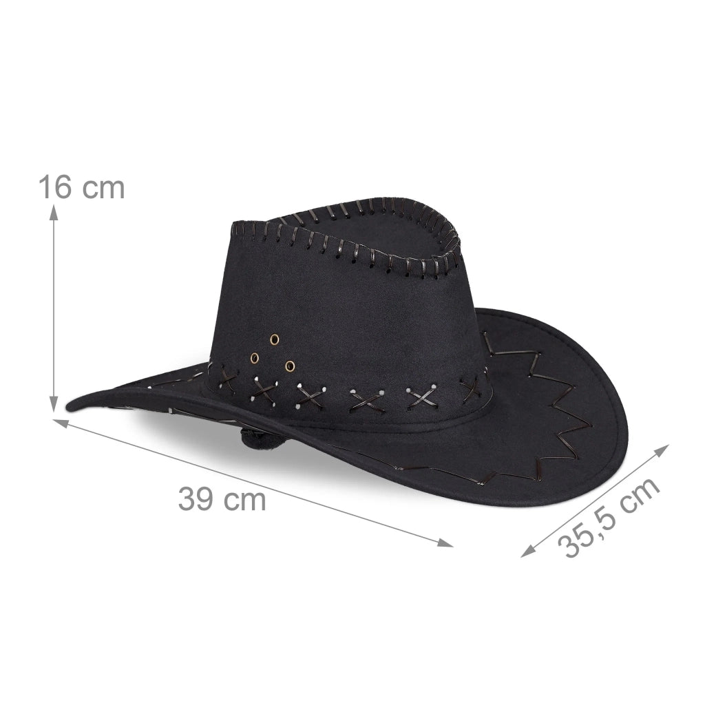 Cappello da cowboy vintage carnevale autentico 16 x 35,5 x 39 cm effetto pelle in poliestere nero 13_0004407