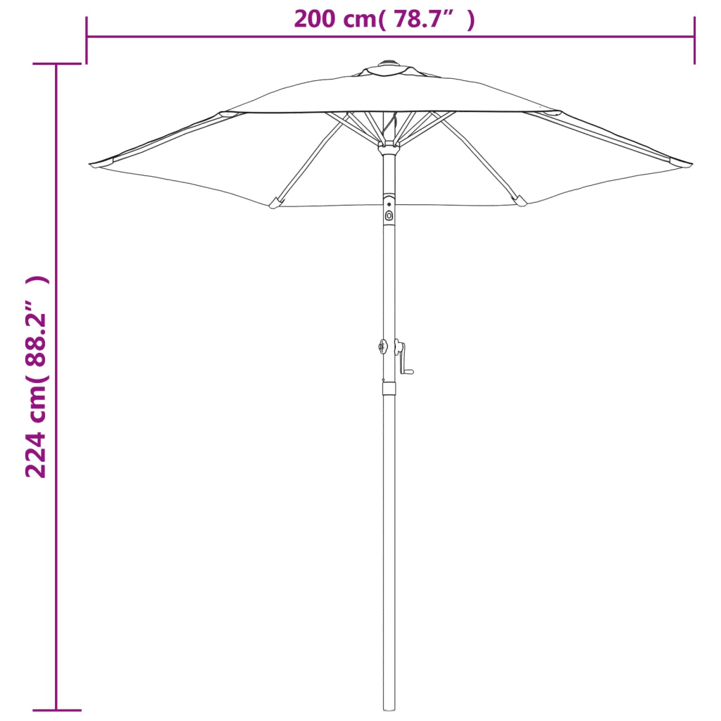 Ombrellone-Ombrello da giardino Antracite 200x224 cm in Alluminio