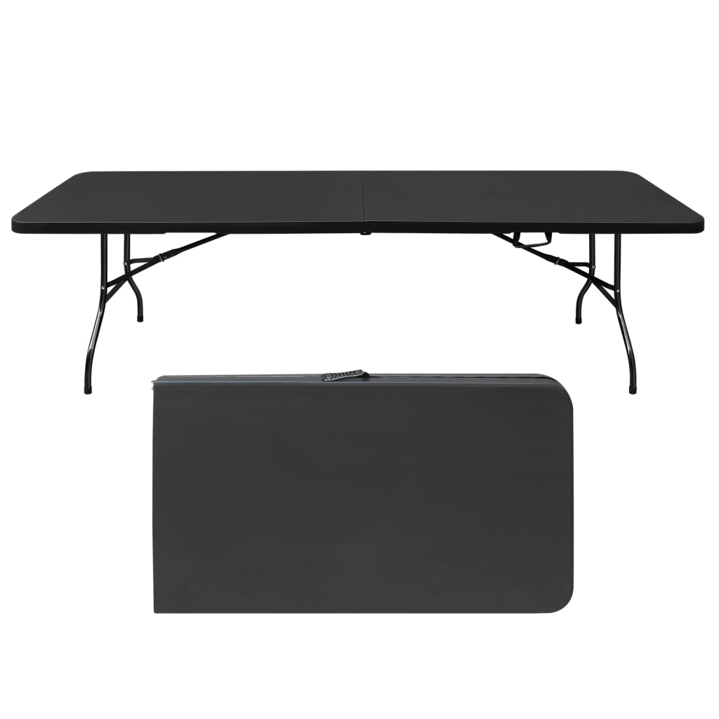 Tavolo pieghevole portatile pesante da 244cm con maniglia; tavolo pieghevole; tavolo pieghevole multifunzionale per feste picnic in campeggio dentro e fuori; capacità 135KG (nero)