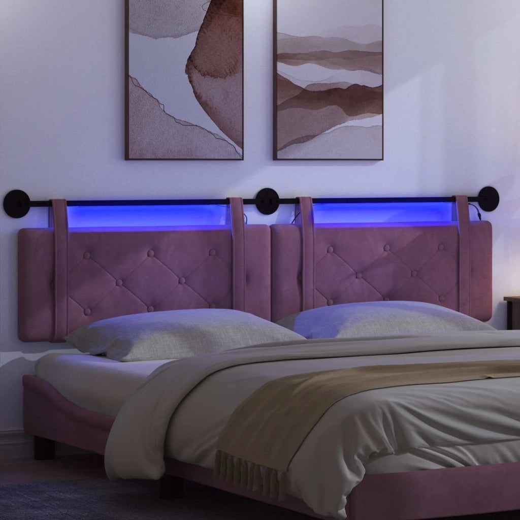 Testiera | Testata sospesa Con luce LED Viola Velluto