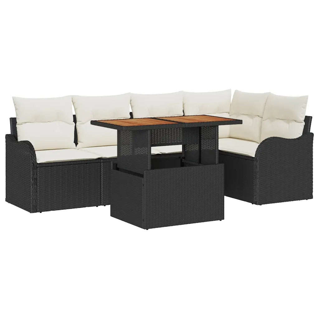 Set Divano da Giardino con archiviazione 6 pcs Nero Poly Rattan 3358196