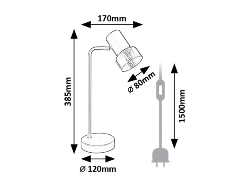 Lampada da tavolo nera minimal vetro fumé orientabile E14 Rabalux