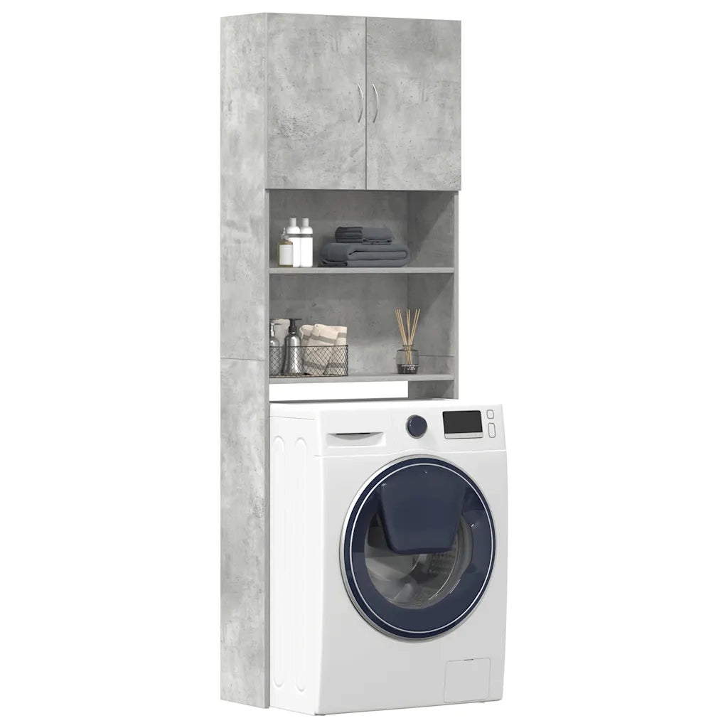 Mobile Lavatrice Grigio Cemento 64x24x190 cm Legno Multistrato 859130