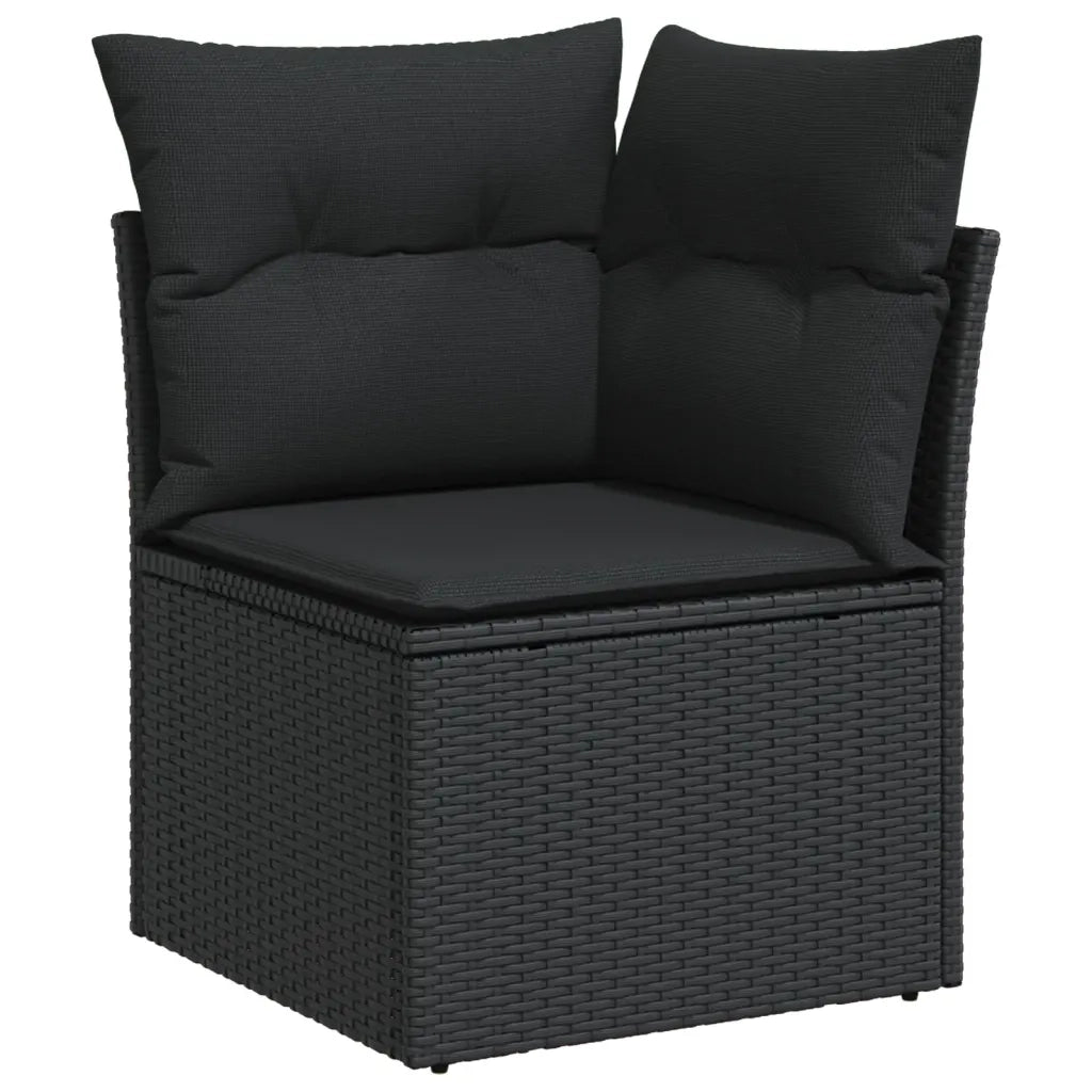 Set Divani da Giardino 14pz con Cuscini in Polyrattan Nero 3256286
