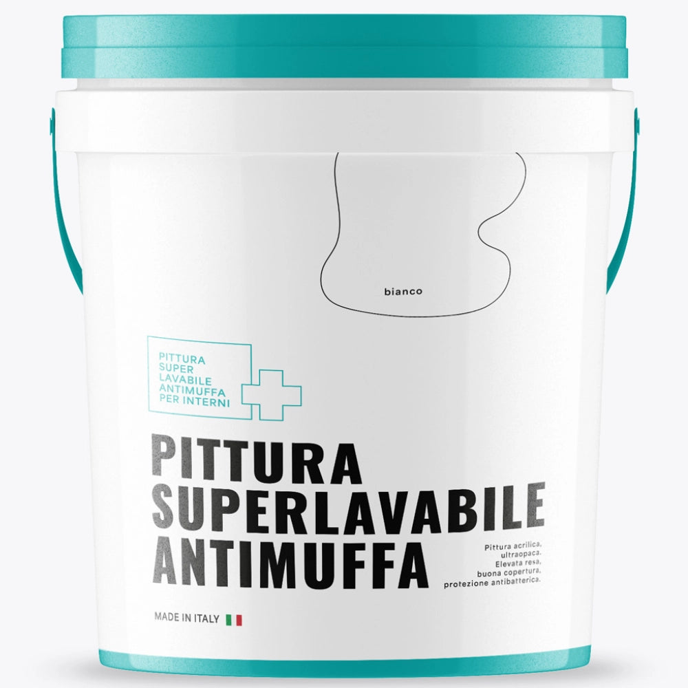 Pittura acrilica ultra opaca super lavabile antimuffa protezione antibatterica *** formato 13 lt, confezione 1