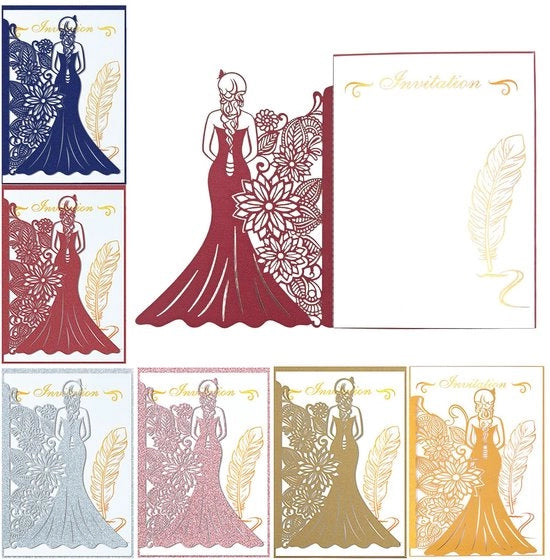 Carta di Auguri per il Matrimonio - 6 Pezzi - Colorati - Carta di Auguri per il Matrimonio - Carta di Auguri per il Matrimonio del Coppia - Dimensioni 18 x 24,3 cm - Carta di Auguri per il Matrimonio