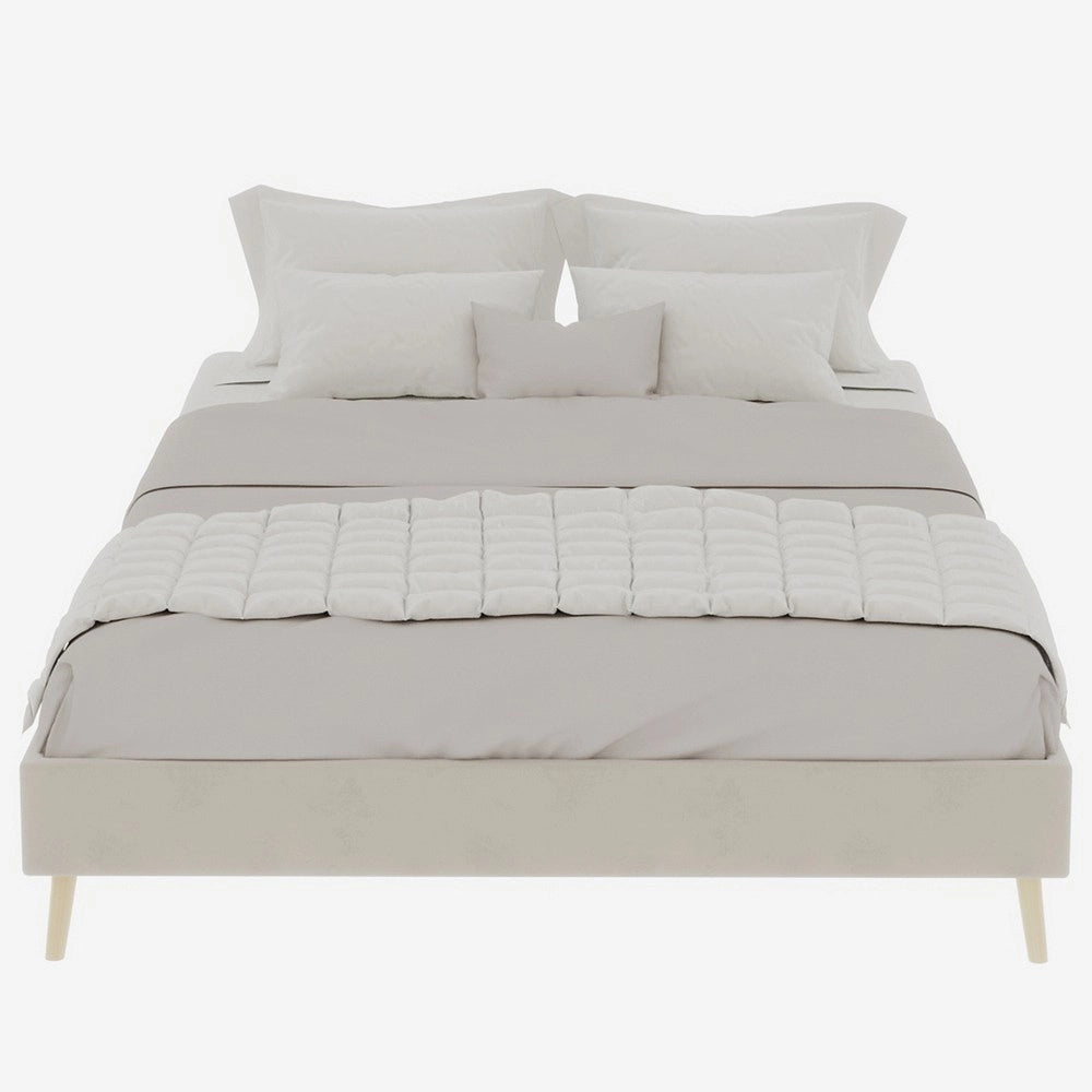 Letto Contenitore Basso ¨C MINIMAL ¨C Tessuto Velluto Beige 140x200