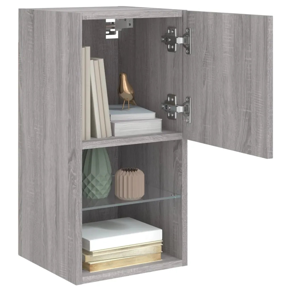 Mobile TV con Luci LED-Credenza per TV Grigio Sonoma 30,5x30x60 cm