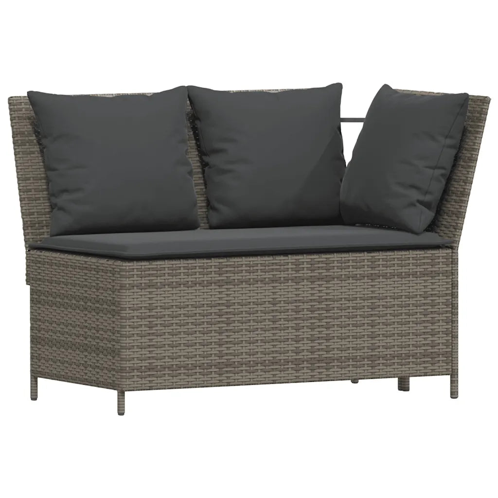 Set Divani da Giardino 3 pz con Cuscini Grigio in Polyrattan