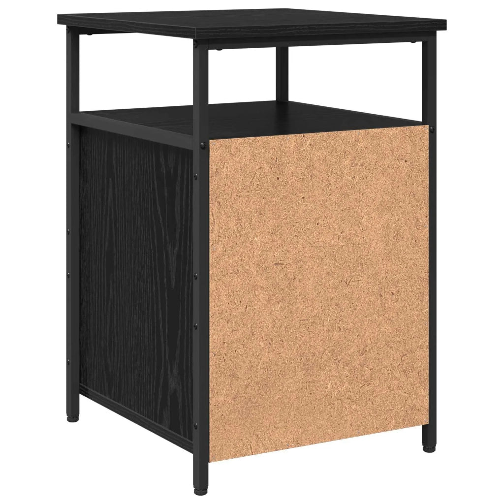 Comodino | Armadio da Notte | Mobiletto da notte con cassetto Rovere nero Legno multistrato