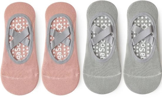 Pantaloni da Yoga Antiscivolo a Pari - 2 Paia - Pantaloni da Fitness - Pantaloni da Yoga - Pantaloni in Cotone - Zoccoli Comfortevoli Rivestiti - Pantaloni da Yoga Antiscivolo