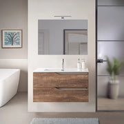 Mobile bagno sospeso 100cm tabacco e tortora con lavabo Sumya