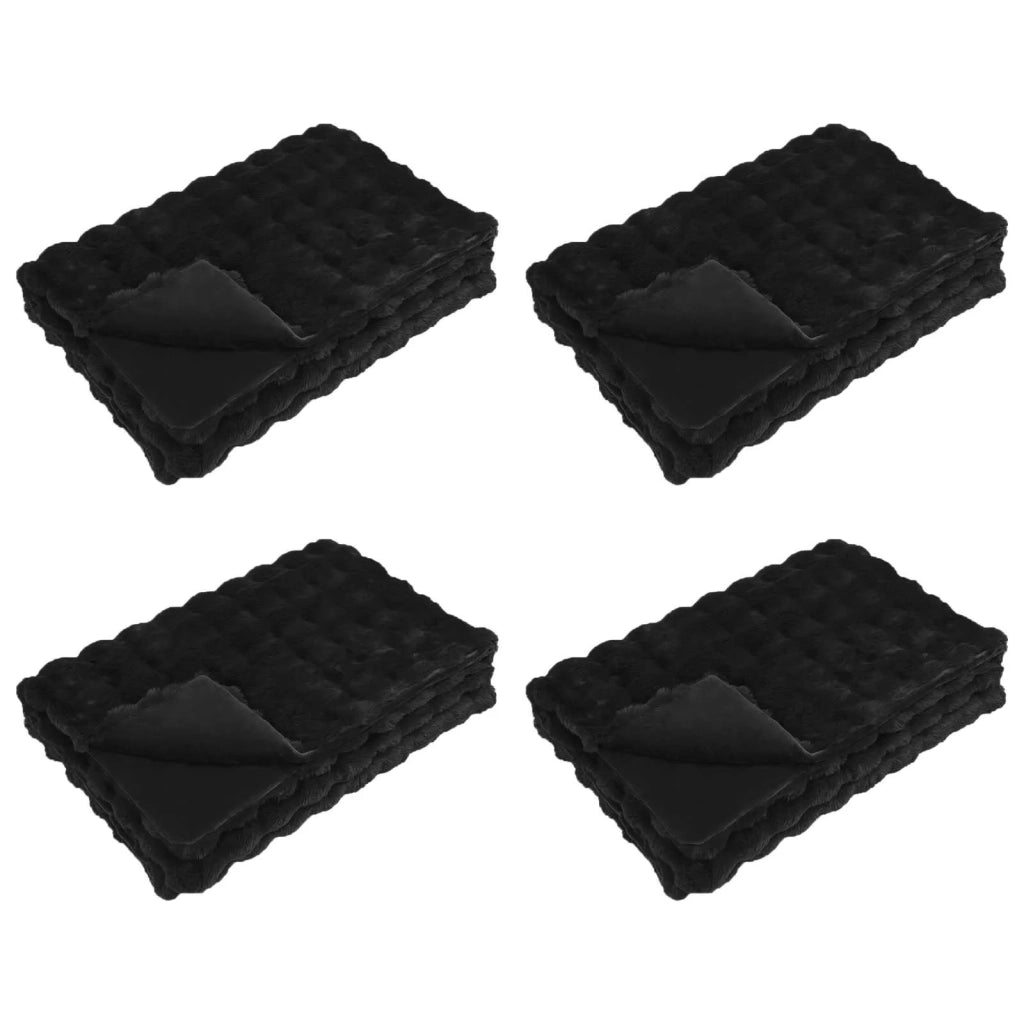 Coperta antiscivolo in finta di coniglio Olite 4 pcs Nero