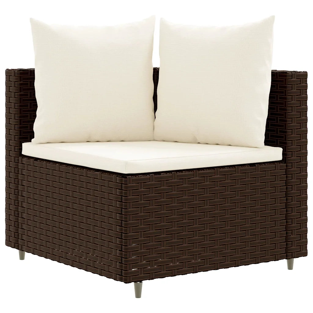 Set Divano da Giardino 4 pz con Cuscini Marrone in Polyrattan 3308361