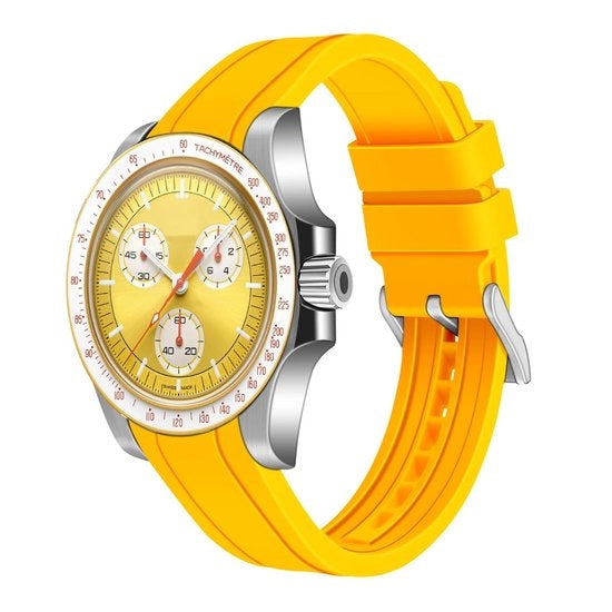 Cintura orologio sportiva - materiale siliconico morbido - 20mm/22mm - estremità incurvate - compatibile con orologi universali - chiusura in acciaio inossidabile - cintura sportiva
