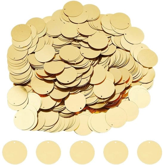 Paillettoni 600 pezzi - Giallo/Metallico - Paillettoni rotondi piatti - PVC di alta qualità - Per fai da te/crochet - Creazione di gioielli decorativi - Decorazione