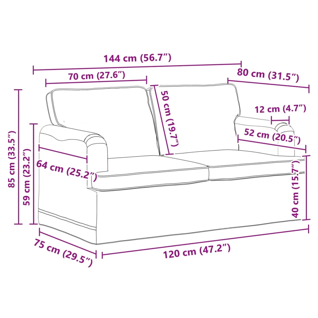 Set di divani 2 pcs Nero 144 x 80 x 85 cm Tessuto 3407518