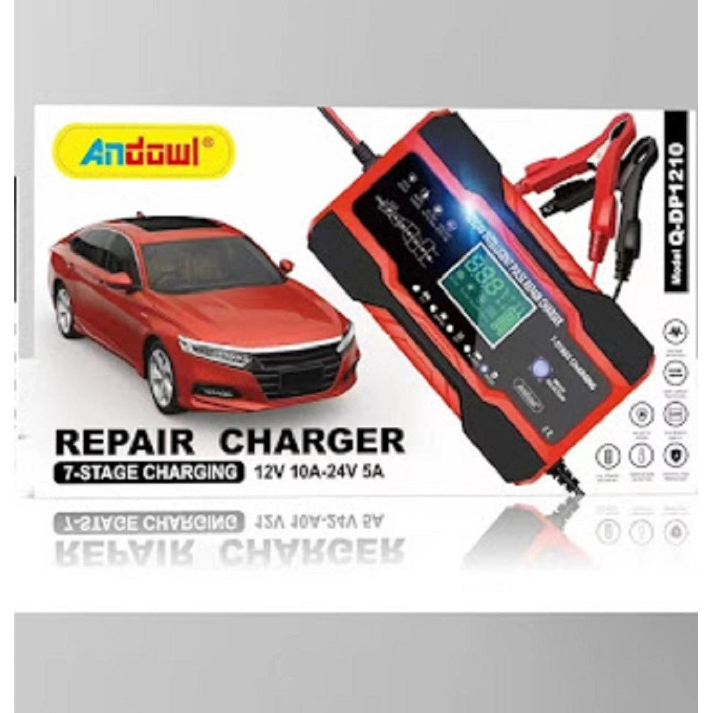 Trade Shop - Caricabatteria Auto 12v 10a/24v 5a Ricarica Rapida 7 Stadi Display Lcd Q-dp1210 -