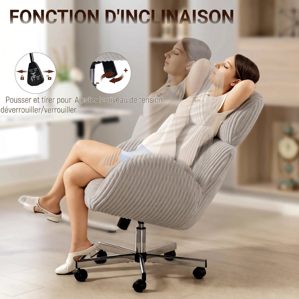 Sedia da ufficio ergonomica in velluto ¨C zephmum ¨C grigio