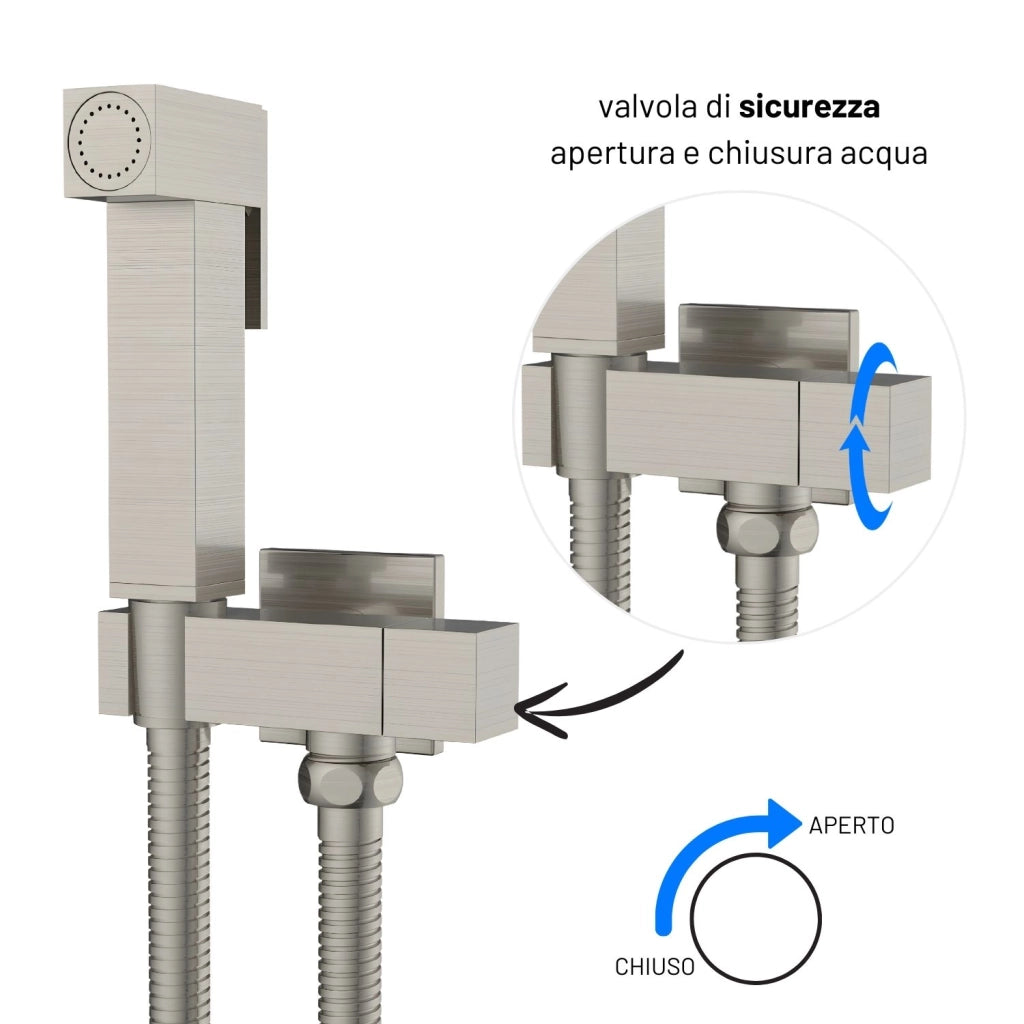 Idroscopino wc doccetta ottone portatile shutoff monogetto con leva ogomondo kit *** finitura- nickel spazzolato quad...
