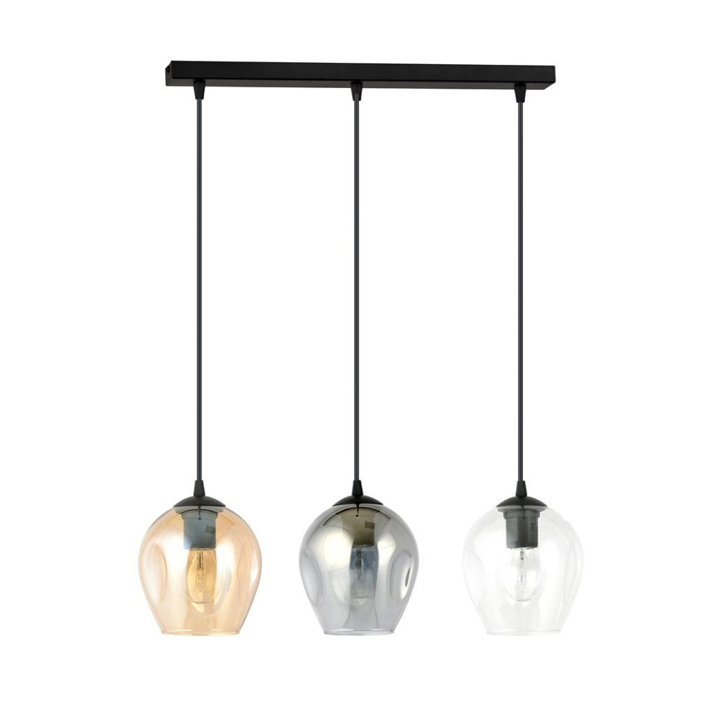 Lampadario Emibig Istar 3, 3xE27 vetro multicolor nero