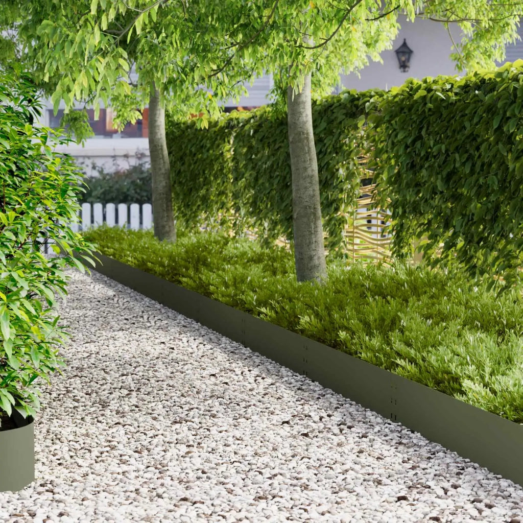 Bordura per Prato 10 pcs 100 x 25 cm Acciaio Verde Oliva 8008611