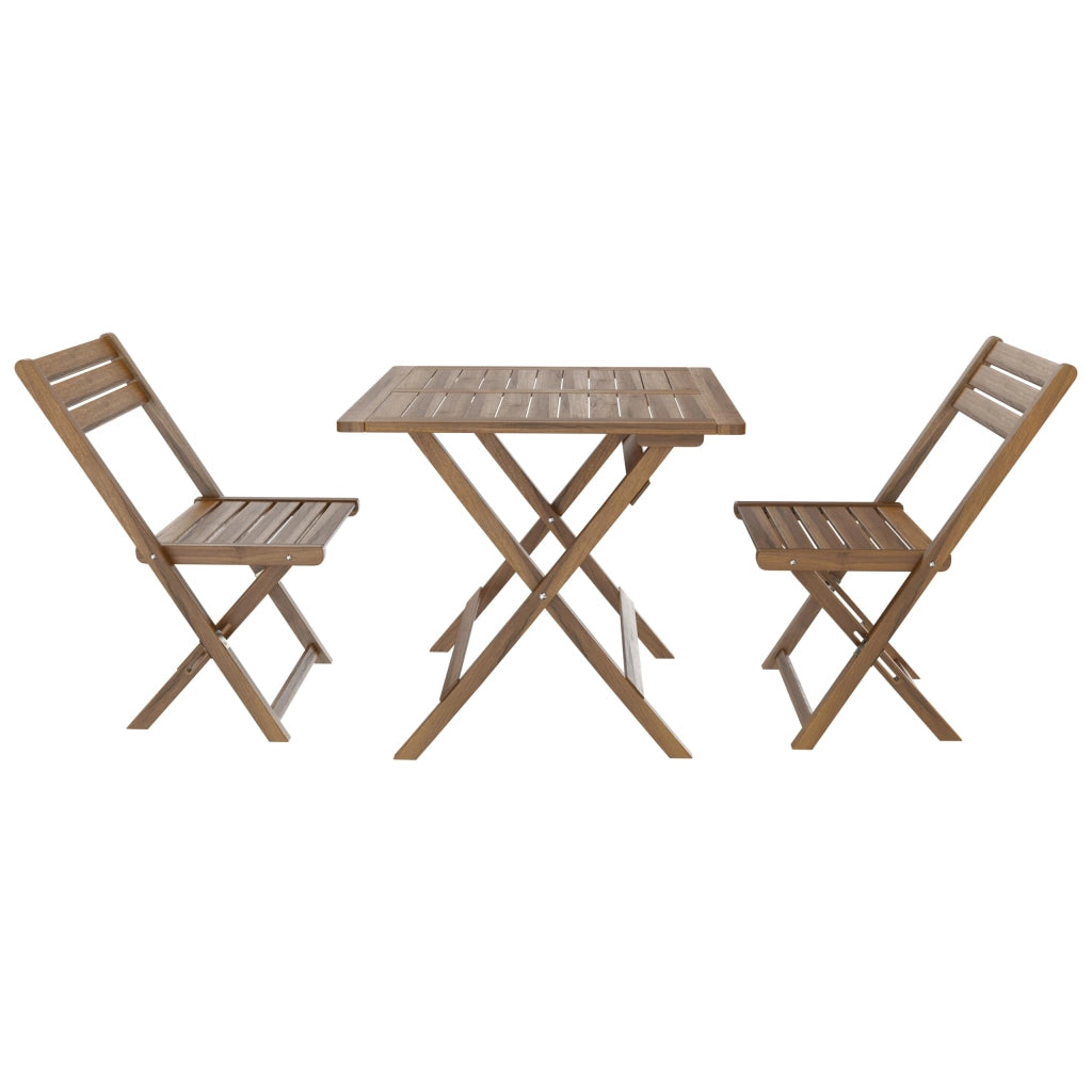 Set Tavolino E 2 Sedie Bistrot In Legno Acacia Portatile Pieghevole Facile Da Chiudere Comodo Trasporto Tavolo Quadrato Esterno Giardino Terrazza Campeggio Picnic Semplice Elegante 74 x 70 x 70 Cm