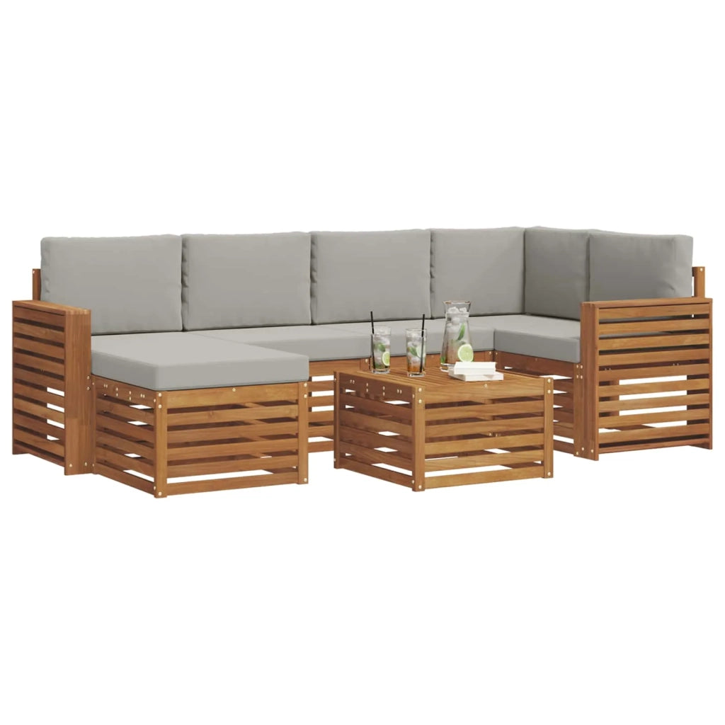 Set divano sezionale con cuscino 7 pcs Grigio Naturale e Chiaro 3375136