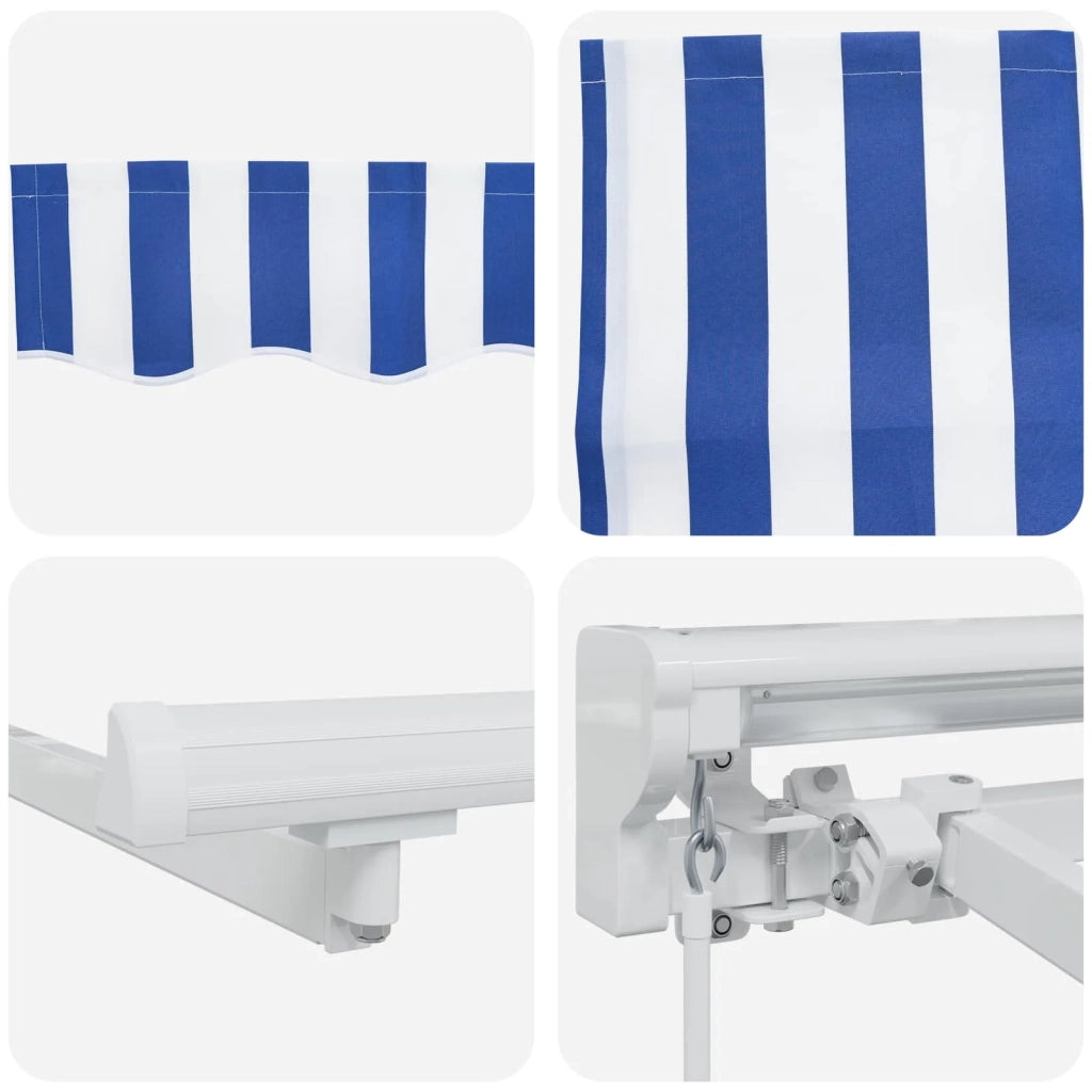 Cornice per Tenda Manuale con LED Blu e Bianco 3 x 2 m