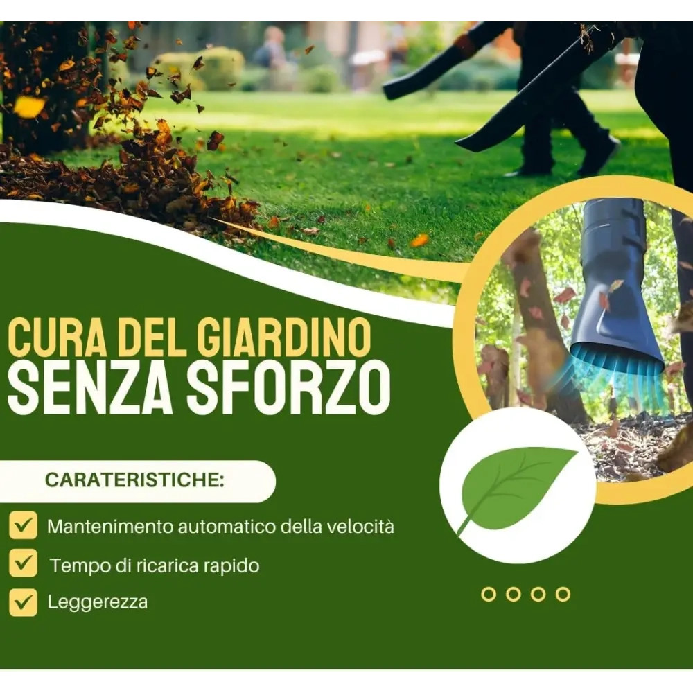 Soffiatore a Batteria per Giardino, Soffiatore Elettrico con 2 Batterie 4.0Ah