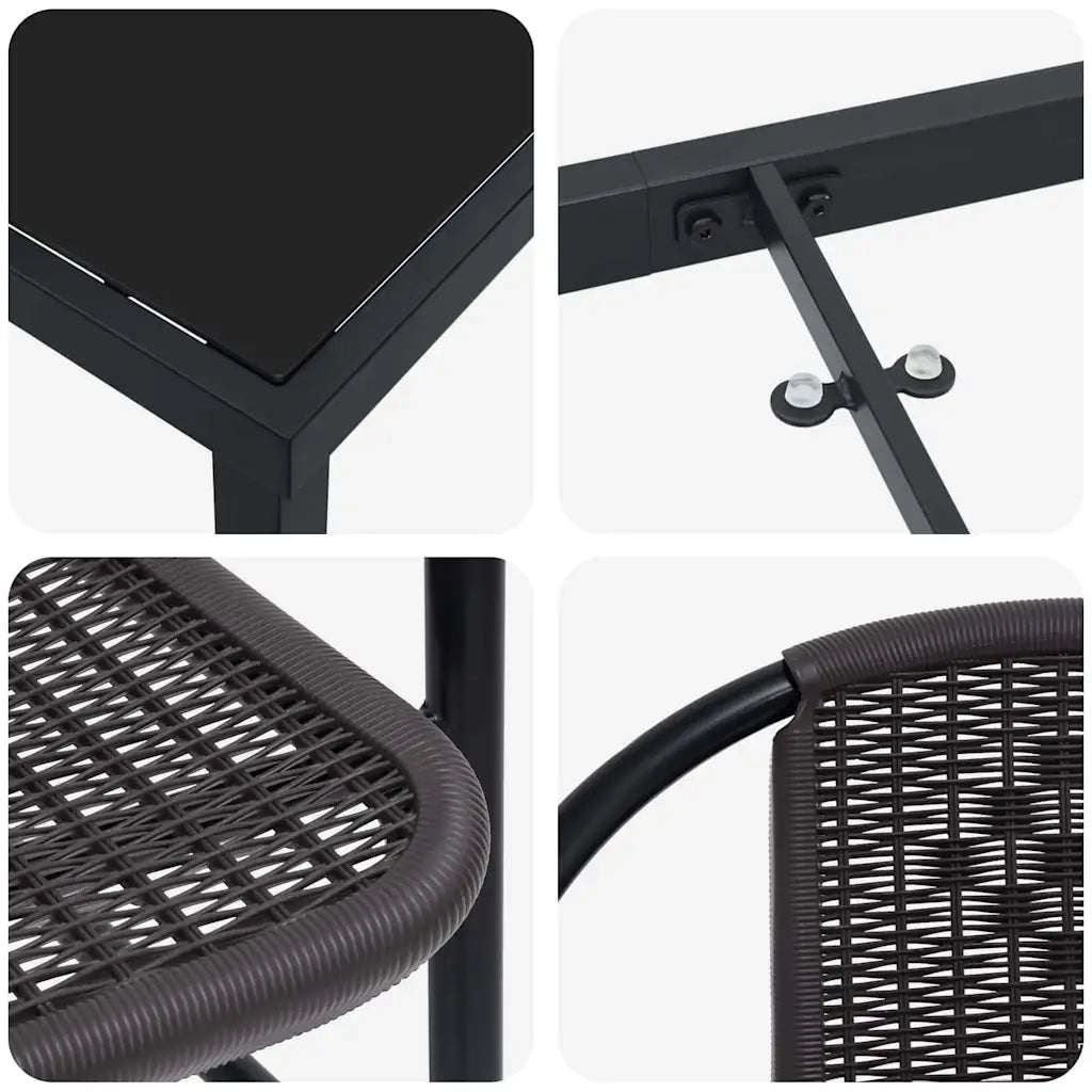 Set da Pranzo per Giardino 3 pcs Nero 3379380