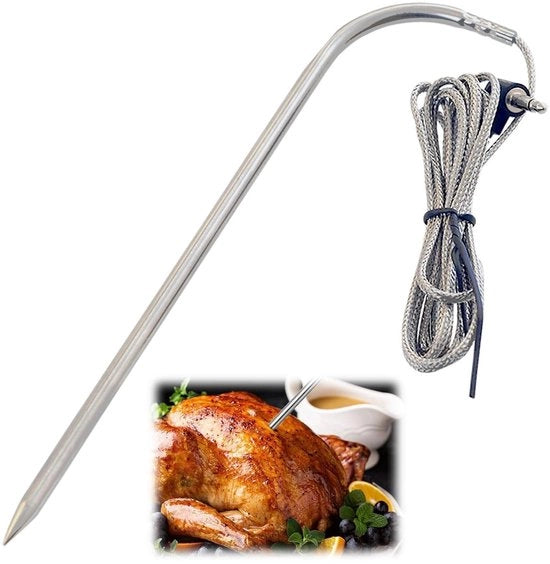 Sonda di temperatura per carne - Sonda di sostituzione - Accessori barbecue - Acciaio inossidabile - Resistente al calore fino a 250 °C - Plug-and-play - Termometro per carne