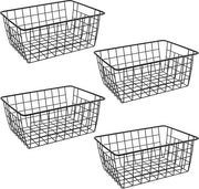 Organizzatori di cavi a 4 pezzi - Nero - Contenitori di organizzazione metallica - Cassetti per cavi - Armadietto di magazzino - Dimensioni 28 x 22 x 12 cm