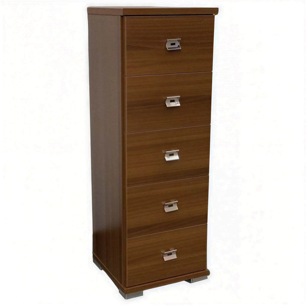CASSETTIERA ALTA IN LEGNO SALVASPAZIO 5 CASSETTI PER CAMERA LETTO UFFICIO BAGNO Noce