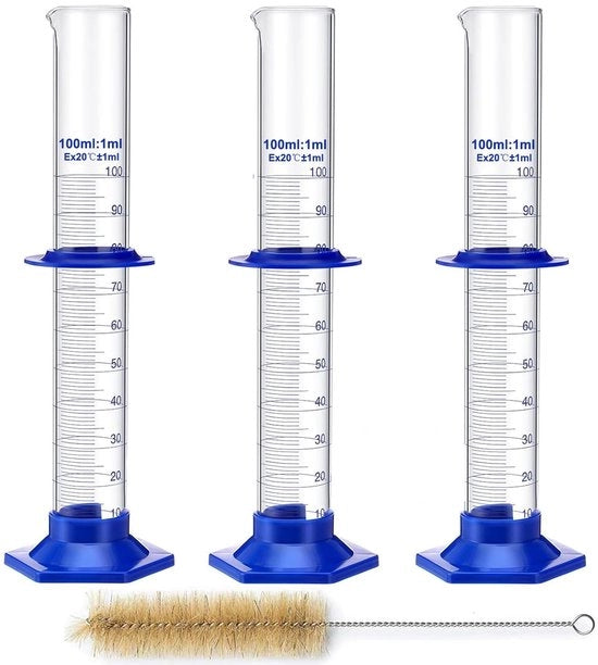 Cilindro graduato 100 ml - Meccanometro - Laboratorio - Precisione - Robusta vetrata - Cilindro di misura