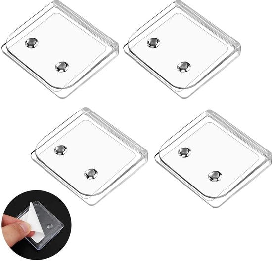 Clips per docciaschermo - Impermeabili - Autoadesivi - Sostegno per docciaschermo - Translucidi - 4 pezzi - Facili da installare - Sostegno per docciaschermo