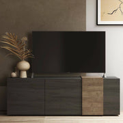Mobile porta TV Sidr, Credenza da soggiorno, Armadio basso per TV, Base parete attrezzata, Made in Italy, 181x44 h59 cm, Ardesia e Noce