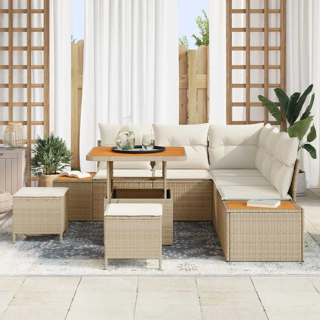 Set Divano da Giardino con cuscino 8 pcs Beige Poly Rattan 3364861