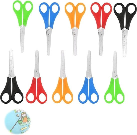 Set di forbici per bambini - prima paletta per bambini della scuola materna - forbici di sicurezza paletta scolastica set di forbici per hobby - piccola paletta da ufficio con scala - set di forbici per hobby per fai da te artigianato (5.