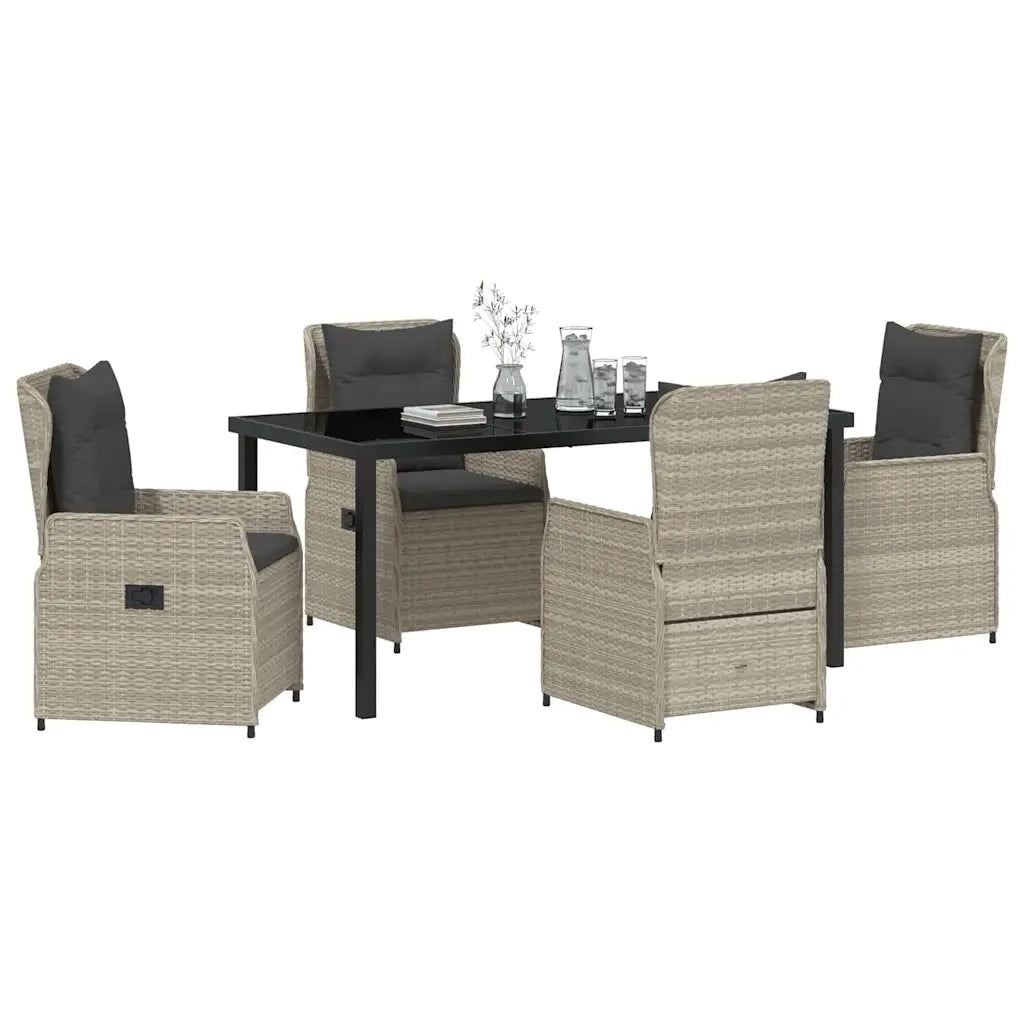 Set da Pranzo per Giardino 5 pcs Grigio chiaro polyrattan