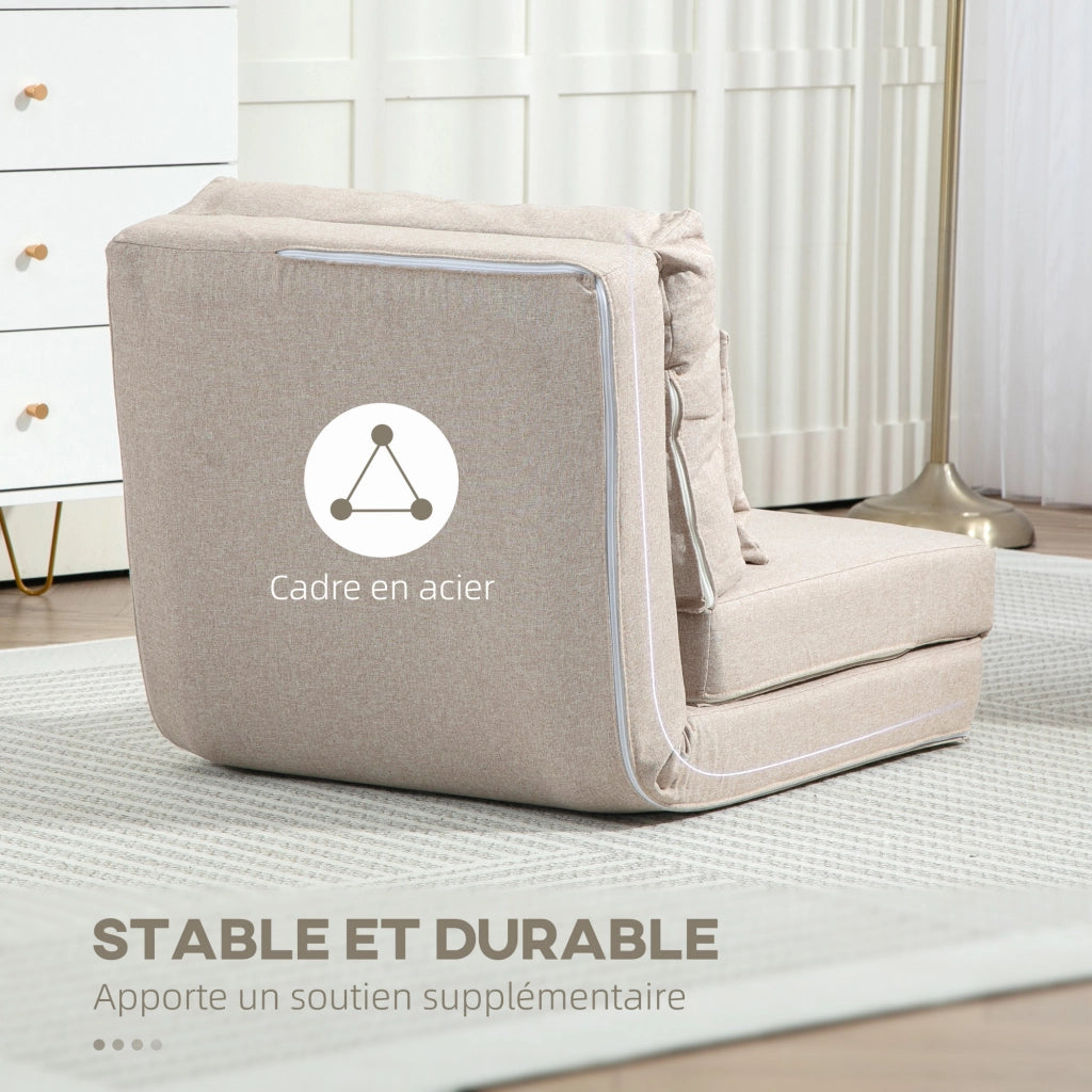 Poltrona letto regolabile ¨C zephmum ¨C beige con cuscino