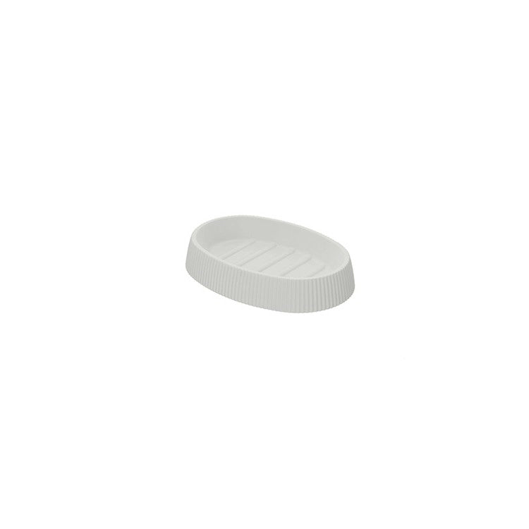 Portasapone bianco linea London in plastica PS e ABS design moderno Feridras