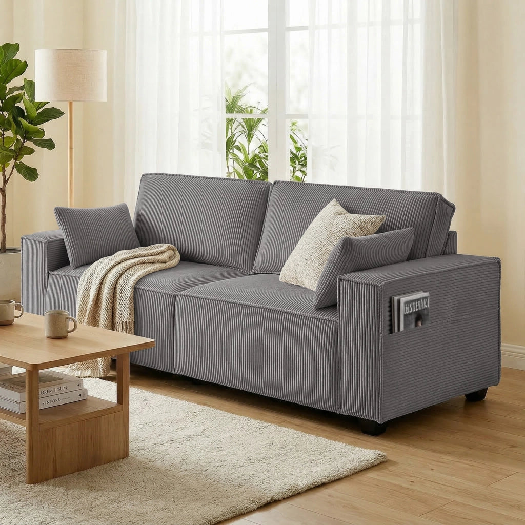Divano 3 posti in tessuto ¨C Minimal ¨C grigio chiaro