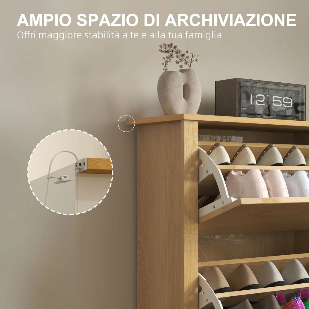 Scarpiera con 3 Cassetti e 2 Ripiani ¨C Minimal ¨C 72x26x112 cm, Naturale