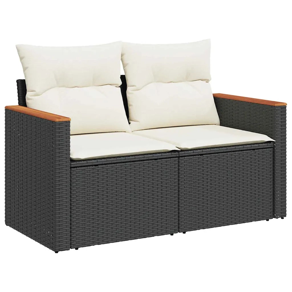 Set Divano da Giardino 13 pcs Nero polyrattan