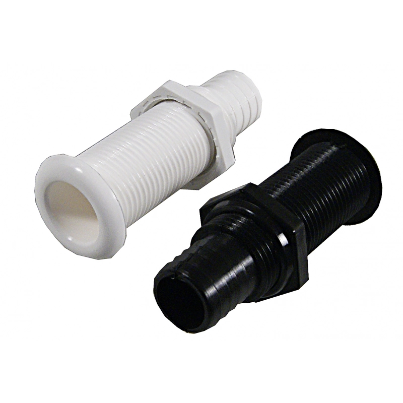 SCARICO BIANCO C/PORTAG. ØMM.22,67 BLACK THROUGH HULL WITH HOSE CONNECTOR Ø MM.22,67